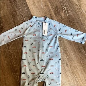 Janie and Jack Blue Dinosaur Footies One Piece